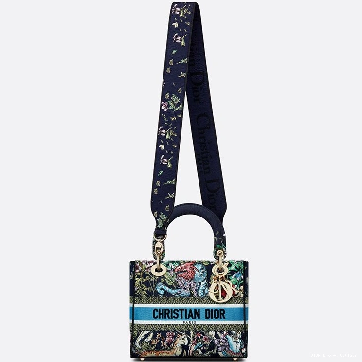 Cheap Medium Lady Bag Canvas Blue D-Constellation Motif D-lite 0723 Luxury